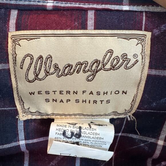 Wrangler Vintage Men’s Snap Front Western Plaid Shirt XL - Picture 3 of 7